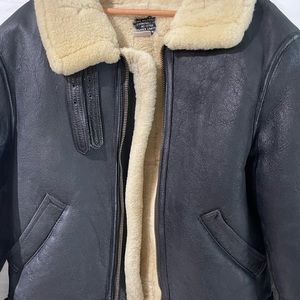 Avirex Limited Type B-3 Flight Mouton Leather Bomber Jacket Size 42